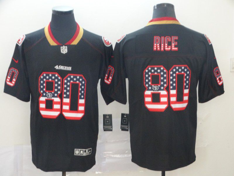 Men San Francisco 49ers #80 Rice Nike USA Flag Fashion Black Color Rush Limited NFL Jersey->san francisco 49ers->NFL Jersey